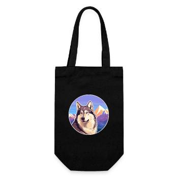 Kunming Wolfdog Hunderasse Cartoon Kawaii Watercolo - Geschenkbeutel für Flaschen - Schwarz - Vorne
