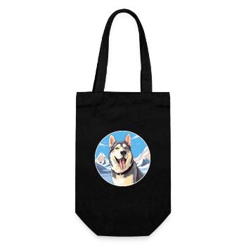 Labrador Husky Hunderasse Cartoon Kawaii Aquarell - Geschenkbeutel für Flaschen - Schwarz - Vorne