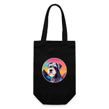Mittelschnauze Hunderasse Karikatur Kawaii Aquarell - Geschenkbeutel für Flaschen - Schwarz - Vorne
