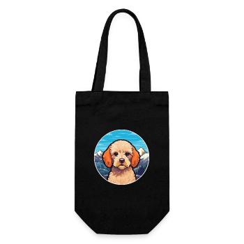 Caniche miniature chien race dessin animé Kawaii Watercol - Sac à bouteille - noir - Devant