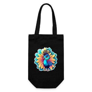 Peacock Bird Drawing - Gift Bag for Bottles - black - Front