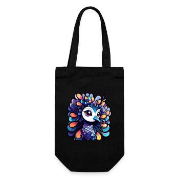 Peacock Bird Drawing - Gift Bag for Bottles - black - Front