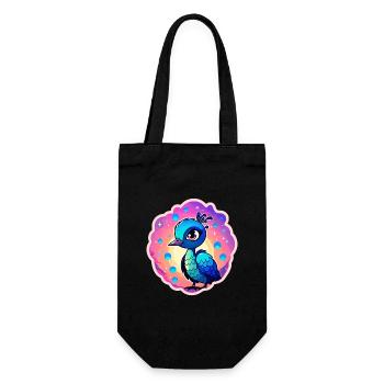 Peacock Bird Drawing - Gift Bag for Bottles - black - Front
