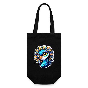 Peacock Bird Drawing - Gift Bag for Bottles - black - Front