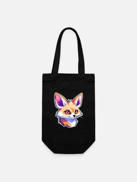 Wüstenfuchs Fennek Zeichnung - Geschenkbeutel für Flaschen - Schwarz