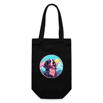Porcelaine Dog Breed Cartoon Kawaii Watercolor - Gift Bag for Bottles - black - Front