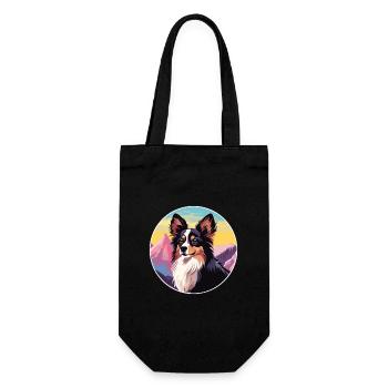 Papillon chien race dessin animé kawaii aquarelle - Sac à bouteille - noir - Devant