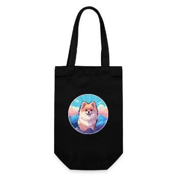 Spitz de Poméranie race de chien Cartoon Kawaii Watercol - Sac à bouteille - noir - Devant