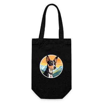 Ratterrier Hunderasse Karikatur Kawaii Aquarell - Geschenkbeutel für Flaschen - Schwarz - Vorne