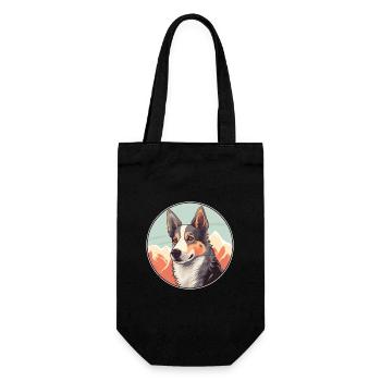 Russian European Laika Dog Breed Cartoon Kawaii Wa - Gift Bag for Bottles - black - Front