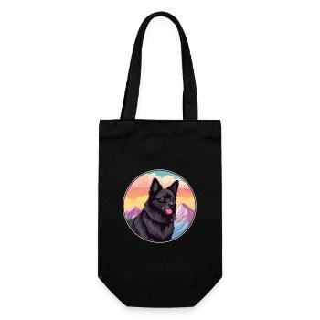 Schipperke Hunderasse Cartoon Kawaii Aquarell - Geschenkbeutel für Flaschen - Schwarz - Vorne