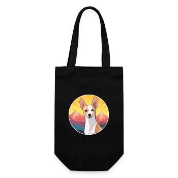 Portuguese Podengo Pequeno Dog Breed Cartoon Kawai - Gift Bag for Bottles - black - Front