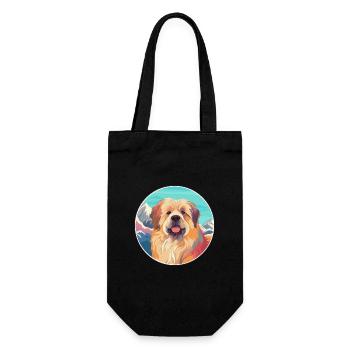 Sarplaninac Hunderasse Karikatur Kawaii Aquarell - Geschenkbeutel für Flaschen - Schwarz - Vorne