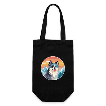 Scandinavian Dog Breed Cartoon Kawaii Watercolor - Gift Bag for Bottles - black - Front