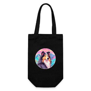 Sheltie chien race dessin animé Kawaii aquarelle - Sac à bouteille - noir - Devant