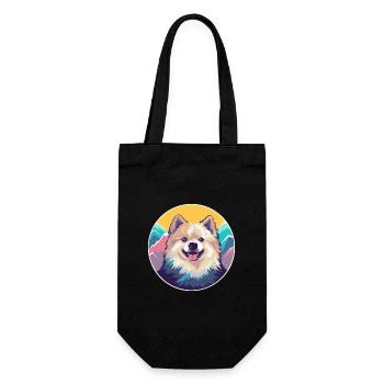 Spitz chien race dessin animé Kawaii aquarelle - Sac à bouteille - noir - Devant