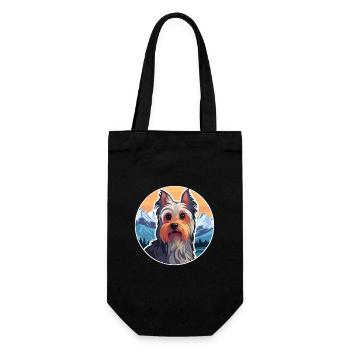 Silky Terrier Hunderasse Cartoon Kawaii Aquarell - Geschenkbeutel für Flaschen - Schwarz - Vorne