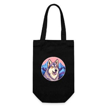 Tamaskan Dog Breed Cartoon Kawaii Watercolor - Gift Bag for Bottles - black - Front