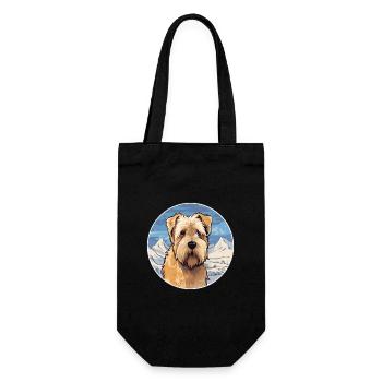 Soft Coated Wheaten Terrier Dog Breed Cartoon Kawa - Gift Bag for Bottles - black - Front