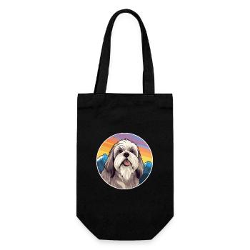 Tibetische Kyi Apso Hunderasse Karikatur Kawaii Watercol - Geschenkbeutel für Flaschen - Schwarz - Vorne