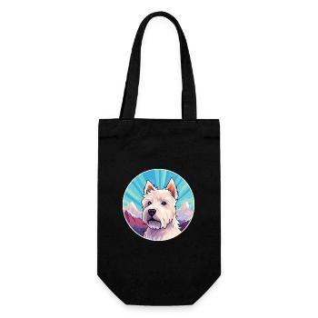 Westie Hunderasse Cartoon Kawaii Aquarell - Geschenkbeutel für Flaschen - Schwarz - Vorne