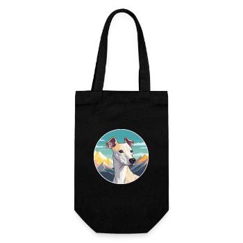 Whippet chien race dessin animé Kawaii aquarelle - Sac à bouteille - noir - Devant