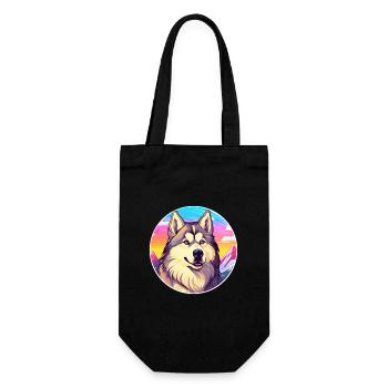 Alaska Malamute Hunderasse Cartoon Kawaii Watercol - Geschenkbeutel für Flaschen - Schwarz - Vorne