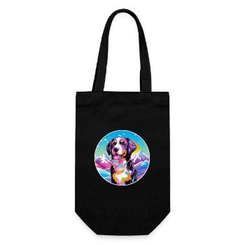 Ariegeois race de chien dessin animé kawaii aquarelle - Sac à bouteille - noir - Devant