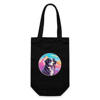 Baskischer Schäferhund Rasse Cartoon Kawaii Watercolo - Geschenkbeutel für Flaschen - Schwarz - Vorne