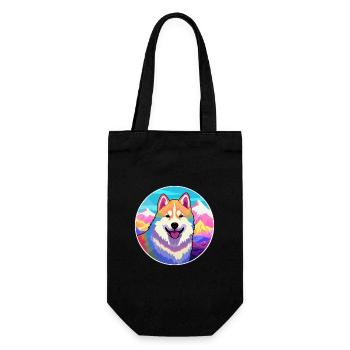 Akita Hunderasse Karikatur Kawaii Aquarell - Geschenkbeutel für Flaschen - Schwarz - Vorne