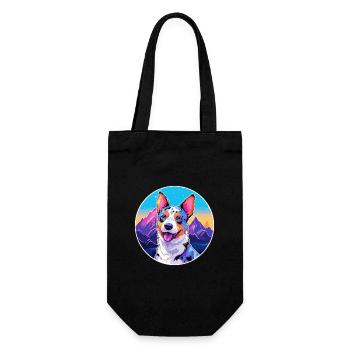 Blue Heeler Dog Breed Cartoon Kawaii Watercolor - Gift Bag for Bottles - black - Front