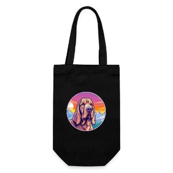 Bloodhound chien race dessin animé Kawaii aquarelle - Sac à bouteille - noir - Devant