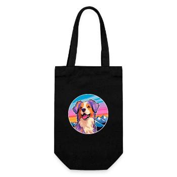Australian Shepherd Dog Breed Cartoon Kawaii Water - Gift Bag for Bottles - black - Front