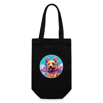 Terrier australien chien race dessin animé kawaii waterc - Sac à bouteille - noir - Devant