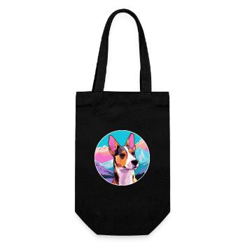 Basenji Hunderasse Cartoon Kawaii Aquarell - Geschenkbeutel für Flaschen - Schwarz - Vorne
