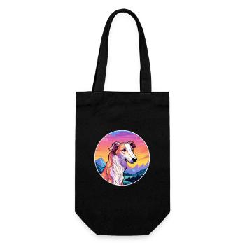 Barsoi Hunderasse Karikatur Kawaii Aquarell - Geschenkbeutel für Flaschen - Schwarz - Vorne