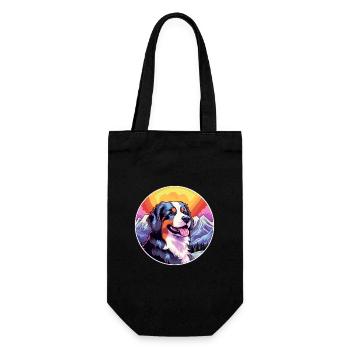 Berner Laufhund Dog Breed Cartoon Kawaii Watercolo - Gift Bag for Bottles - black - Front