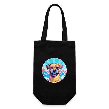 Border Terrier chien race dessin animé Kawaii aquarelle - Sac à bouteille - noir - Devant