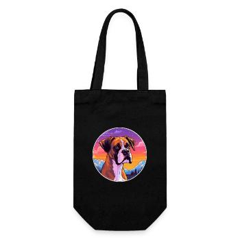 Boxer Dog Breed Cartoon Kawaii Watercolor - Gift Bag for Bottles - black - Front