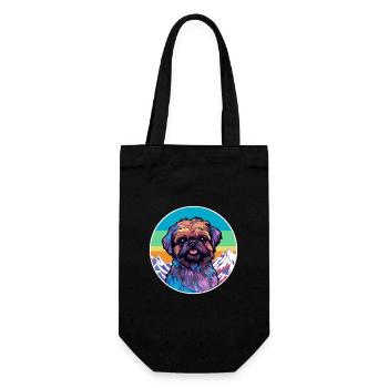 Griffon de Bruxelles race de chien Cartoon Kawaii Watercol - Sac à bouteille - noir - Devant