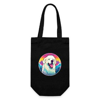 Grande race de chien des Pyrénées dessin animé Kawaii aquarelle - Sac à bouteille - noir - Devant