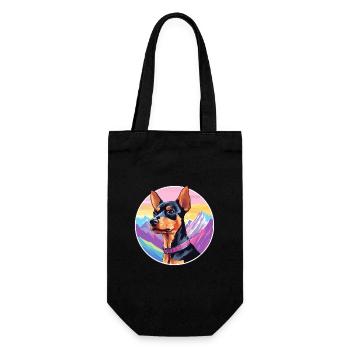Harlekin Pinscher Hunderasse Cartoon Kawaii Waterc - Geschenkbeutel für Flaschen - Schwarz - Vorne