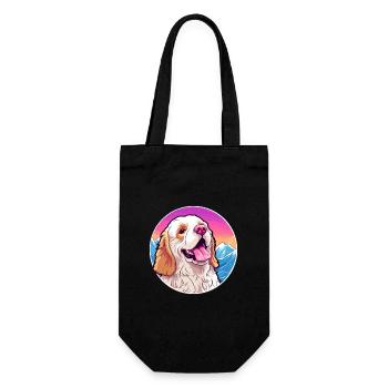 Clumber Spaniel Dog Breed Cartoon Kawaii Watercolo - Gift Bag for Bottles - black - Front