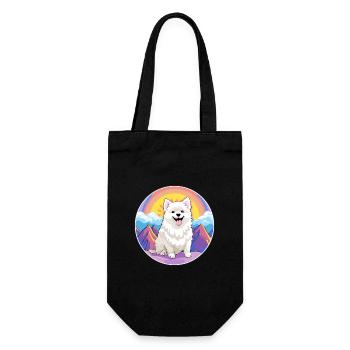 Spitz japonais chien race dessin animé Kawaii aquarelle - Sac à bouteille - noir - Devant