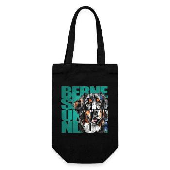 Berner Sennenhund Portrait - Geschenkbeutel für Flaschen - Schwarz - Vorne
