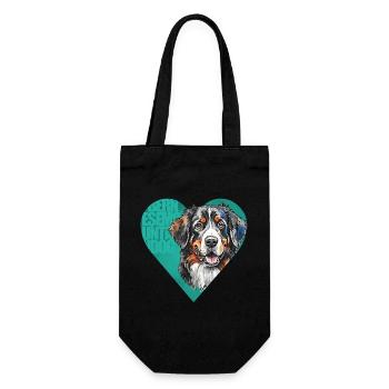 Berner Sennenhund Portrait - Geschenkbeutel für Flaschen - Schwarz - Vorne