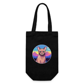 Burmesische Katze Bunte Karikatur Aquarell Illustrati - Geschenkbeutel für Flaschen - Schwarz - Vorne
