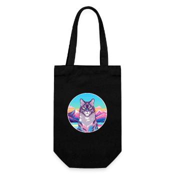Californie Chat pailleté coloré Cartoon Watercolo - Sac à bouteille - noir - Devant