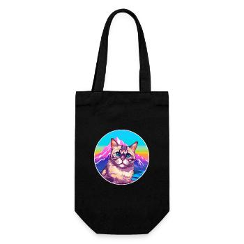 Cyprus Cat Colorful Cartoon Watercolor Illustratio - Gift Bag for Bottles - black - Front