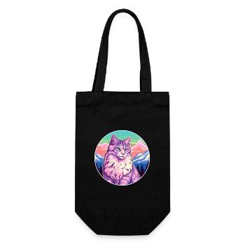 Chat de la forêt norvégienne coloré dessin animé aquarelle I - Sac à bouteille - noir - Devant
